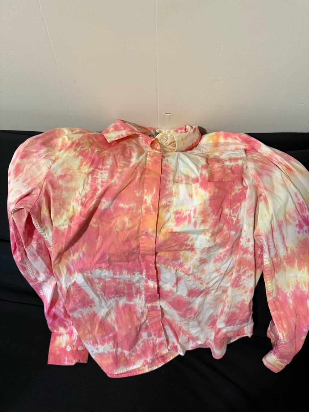 H&M Tie-Dye Button-Down Shirt in Pink & Yellow